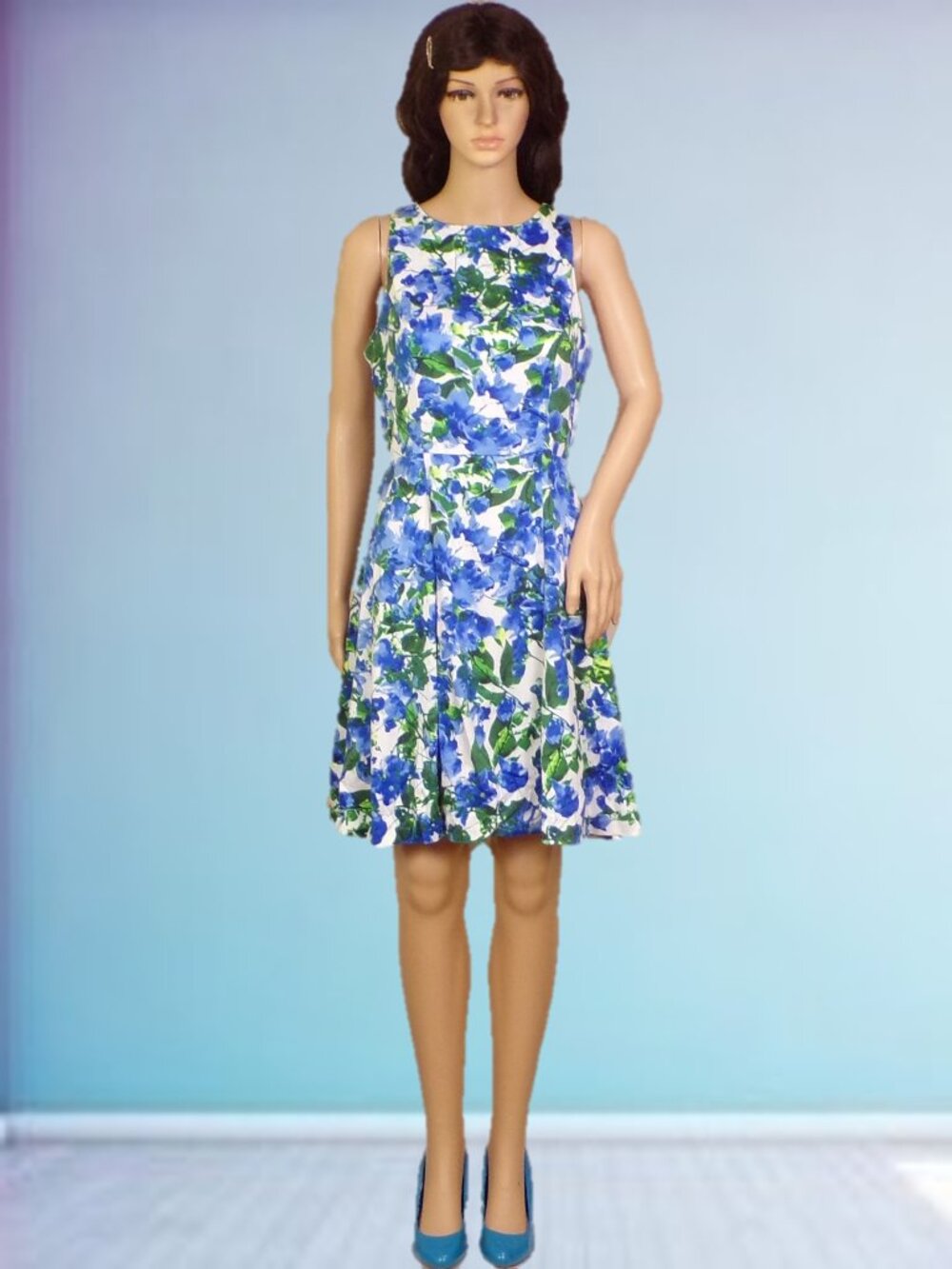 MILLY FOR DESIGN NATION size 6 multicolor floral sleeveless fit/flare dress